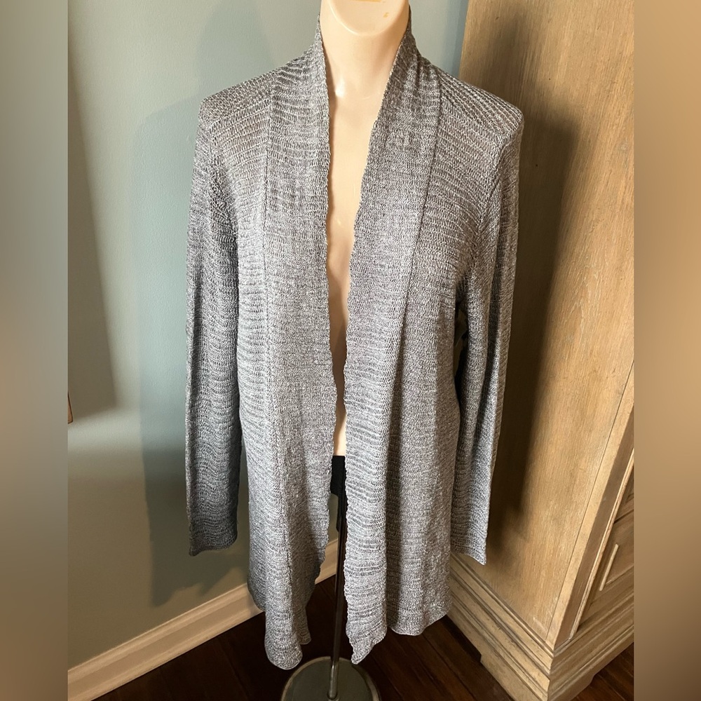 Eileen Fisher silk linen blend open knitted cardigan